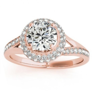 Diamond Split Shank Halo Engagement Ring 18k Rose Gold 0.45ct - All