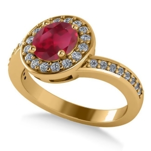 Round Ruby Halo Engagement Ring 14k Yellow Gold 1.40ct - All
