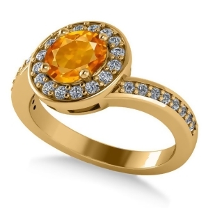 Round Citrine Halo Engagement Ring 14k Yellow Gold 1.40ct - All
