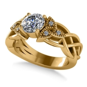 Celtic Round Diamond Engagement Ring 14k Yellow Gold 1.06ct - All
