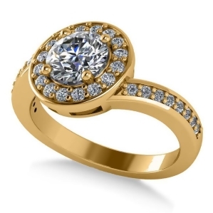 Round Diamond Halo Engagement Ring 14k Yellow Gold 1.40ct - All