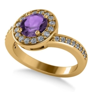 Round Amethyst Halo Engagement Ring 14k Yellow Gold 1.40ct - All