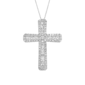 1.94Ct 18k White Gold Diamond Cross Pendant Necklace - All