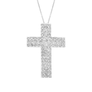 1.02Ct 18k White Gold Diamond Cross Pendant Necklace - All