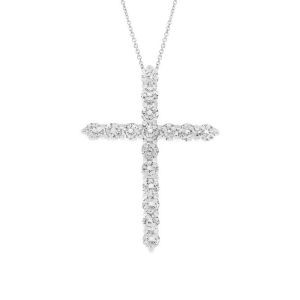 1.07Ct 18k White Gold Diamond Cross Pendant Necklace - All