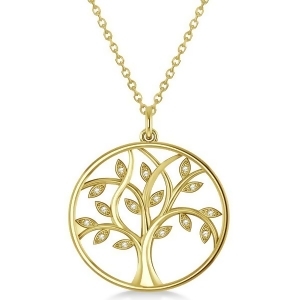 Large Diamond Tree of Life Pendant Necklace 14k Yellow Gold 0.15ct - All