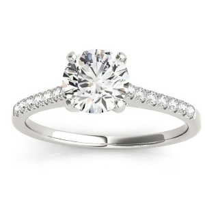 Diamond Single Row Engagement Ring 18k White Gold 0.11ct - All