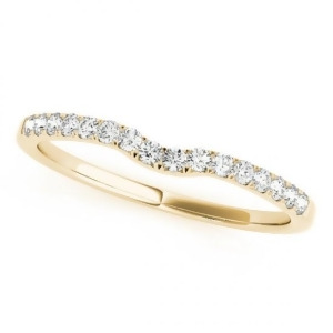 Diamond Curved Prong Wedding Band 14k Yellow Gold 0.11ct - All