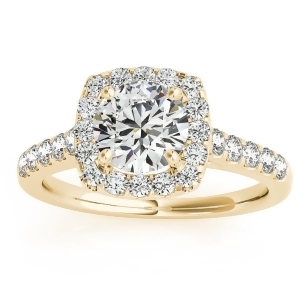 Halo Square Diamond Engagement Ring 14k Yellow Gold 0.38ct - All