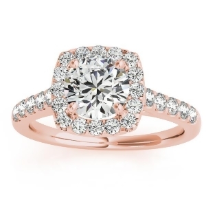 Halo Square Diamond Engagement Ring 14k Rose Gold 0.38ct - All