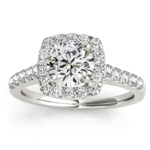 Halo Square Diamond Engagement Ring 18k White Gold 0.38ct - All
