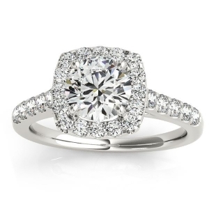 Halo Square Diamond Engagement Ring Platinum 0.38ct - All
