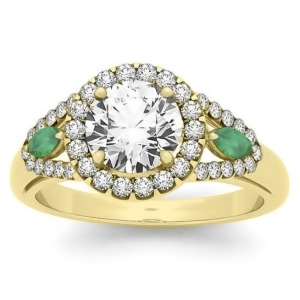 Diamond and Marquise Emerald Engagement Ring 18k Yellow Gold 1.59ct - All