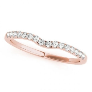 Diamond Curved Prong Wedding Band 18k Rose Gold 0.11ct - All
