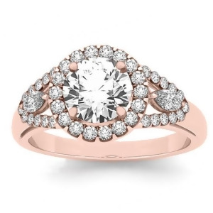 Marquise Diamond Halo Engagement Ring Setting 14k Rose Gold 0.59ct - All