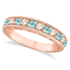 Aquamarine and Diamond Band Filigree Ring Design 14k Rose Gold 0.60ct - All
