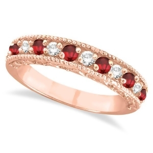 Ruby and Diamond Ring Anniversary Band 14k Rose Gold 0.30ct - All