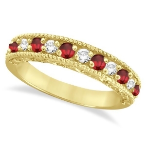 Diamond and Ruby Ring Anniversary Band 14k Yellow Gold 0.59ct - All