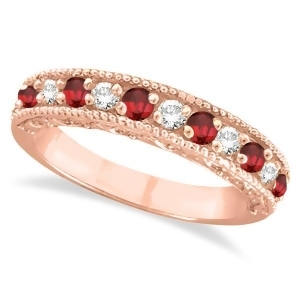 Diamond and Ruby Ring Anniversary Band 14k Rose Gold 0.59ct - All