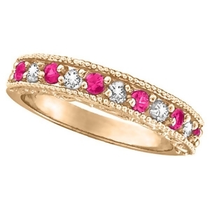 Pink Sapphire and Diamond Ring Designer Band in 14k Rose Gold 0.30ct - All
