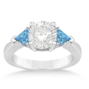 Blue Topaz Three Stone Trilliant Engagement Ring 18k White Gold 0.70ct - All