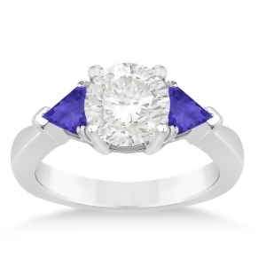 Tanzanite Three Stone Trilliant Engagement Ring Platinum 0.70ct - All