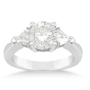 Diamond Trilliant Three Stone Engagement Ring 14k White Gold 0.70ct - All