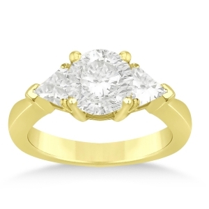 Diamond Trilliant Three Stone Engagement Ring 14k Yellow Gold 0.70ct - All