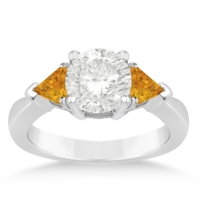 Citrine Three Stone Trilliant Engagement Ring 14k White Gold 0.70ct - All