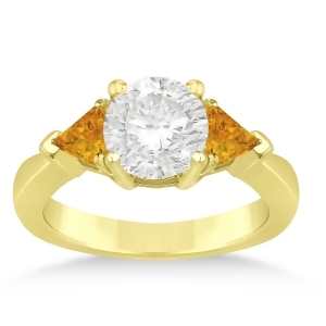 Citrine Three Stone Trilliant Engagement Ring 14k Yellow Gold 0.70ct - All