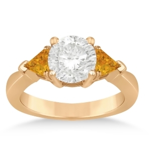 Citrine Three Stone Trilliant Engagement Ring 14k Rose Gold 0.70ct - All