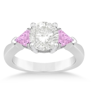 Pink Sapphire Three Stone Trilliant Engagement Ring 18k White Gold 0.70ct - All