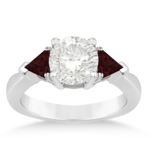 Garnet Three Stone Trilliant Engagement Ring 14k White Gold 0.70ct - All