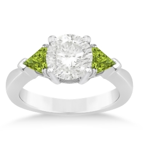 Peridot Three Stone Trilliant Engagement Ring Platinum 0.70ct - All