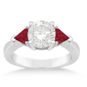 Ruby Three Stone Trilliant Engagement Ring 14k White Gold 0.70ct - All