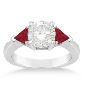 Ruby Three Stone Trilliant Engagement Ring 18k White Gold 0.70ct - All