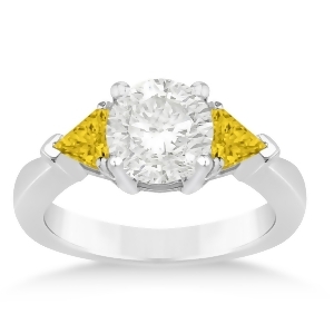 Yellow Sapphire Three Stone Trilliant Engagement Ring 14k White Gold 0.70ct - All