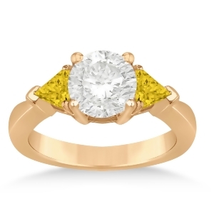 Yellow Sapphire Three Stone Trilliant Engagement Ring 14k Rose Gold 0.70ct - All