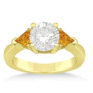 Citrine Three Stone Trilliant Engagement Ring 18k Yellow Gold 0.70ct - All