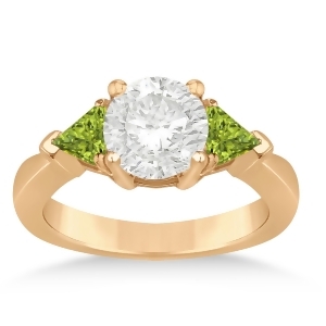 Peridot Three Stone Trilliant Engagement Ring 18k Rose Gold 0.70ct - All