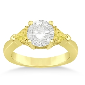 Yellow Diamond Three Stone Trilliant Engagement Ring 14k Yellow Gold 0.70ct - All