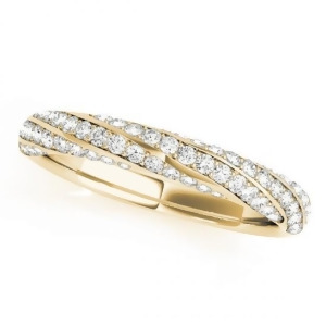 Three-row Diamond Twisted Wedding Band 14k Yellow Gold 0.59ct - All