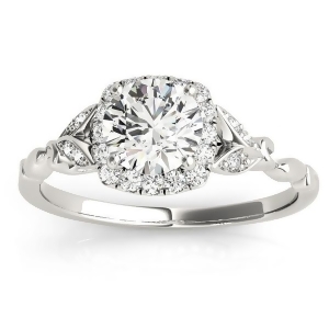 Butterfly Halo Diamond Engagement Ring Platinum 0.14ct - All