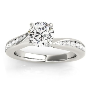Graduated Diamond Swirl Engagement Ring 14k White Gold 0.28ct - All