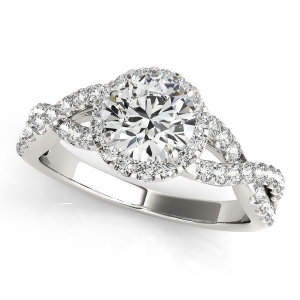 Diamond Infinity Twisted Halo Engagement Ring Platinum 1.00ct - All