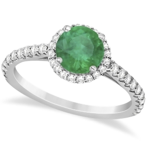 Halo Emerald and Diamond Engagement Ring 14K White Gold 1.76ct - All