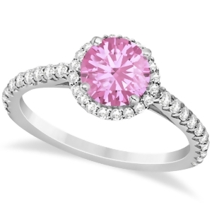 Halo Pink Tourmaline and Diamond Engagement Ring 14K White Gold 1.78ct - All
