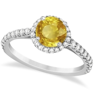 Halo Yellow Sapphire and Diamond Engagement Ring 14K White Gold 1.91ct - All