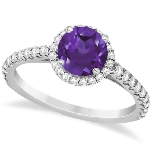 Halo Amethyst and Diamond Engagement Ring 14K White Gold 1.60ct - All