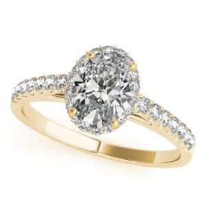 Diamond Halo Oval Shape Engagement Ring 18k Yellow Gold 1.47ct - All